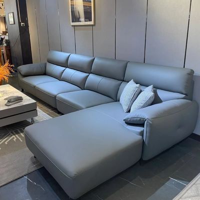 شراء Bend Sponge Custom Sofa Bed Blue Leather 3.25m For Hotel Home online manufacture