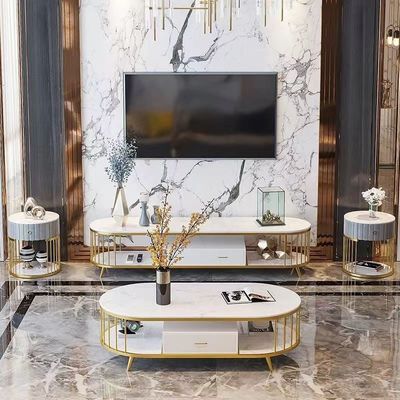 شراء خزائن غرفة فندق بيضاوية رخامية مجوفة من خزانة وسائط طاولة تلفزيون معدنية online manufacture