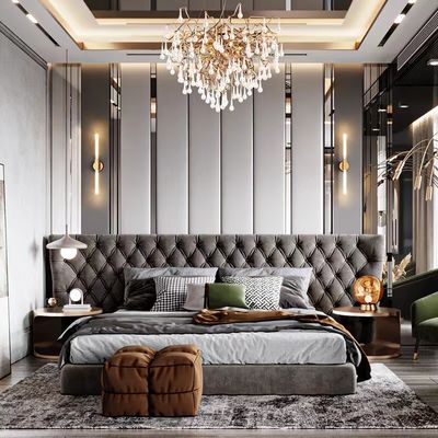 شراء أثاث غرفة نوم فندق 5 نجوم مزدوج شبكة سوداء من الخشب الصلب سرير بحجم كينغ online manufacture