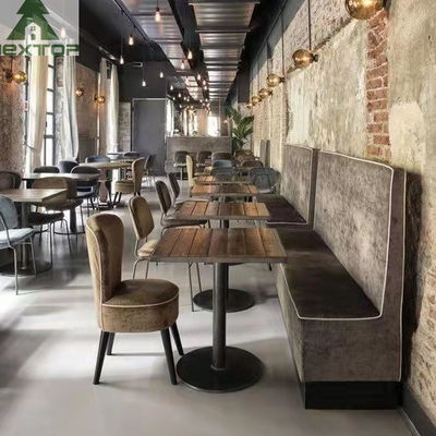 سعر جيد فندق كامل أثاث مطعم الفندق جلد L شكل ركن كشك أريكة مجموعة كراسي خشبية متصل