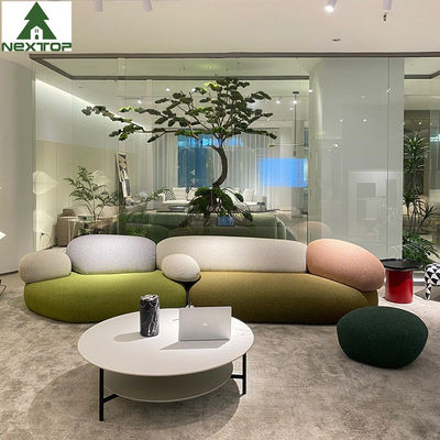 شراء طقم أريكة من القماش بتصميم مرصوف بالحصى يجمع بين غرفة المعيشة واللوبي أريكة حصاة online manufacture