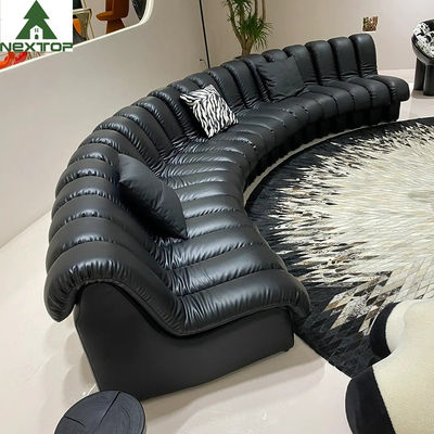 شراء أريكة بيانو منحنية جلدية سوداء فاخرة مجموعة ردهة كبيرة لفيلا الفندق online manufacture