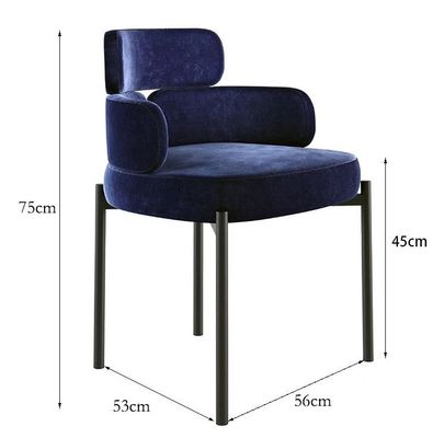 شراء ضوء فاخر إبداعي فندق مطعم أثاث معدني Art Velvet Armrest Dining Chair online manufacture