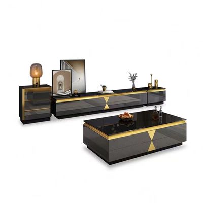 Rock Plate Hotel Room Cabinets الفاخرة خزانة التلفزيون مجموعات غرفة الفندق الزجاج الأسود
