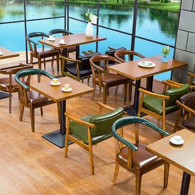 أثاث طعام مخصص كرسي خشبي أخضر مقهى Loft Table Hotel Restaurant مأدبة