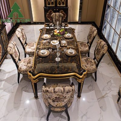 طاولة طعام بريطانية الملكية 6 مقاعد طاولة طعام خشبية فاخرة