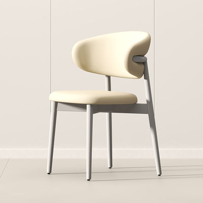Light Luxury Hotel Restaurant Furniture Stainless Steel Armrest Leather Dining Chair